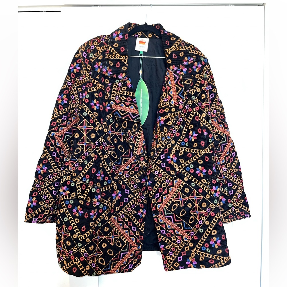 FARM Rio Embroidered Corduroy Blazer, size large